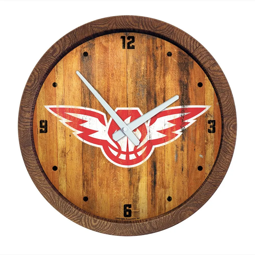 Atlanta Hawks: Logo - "Faux" Barrel Top Clock