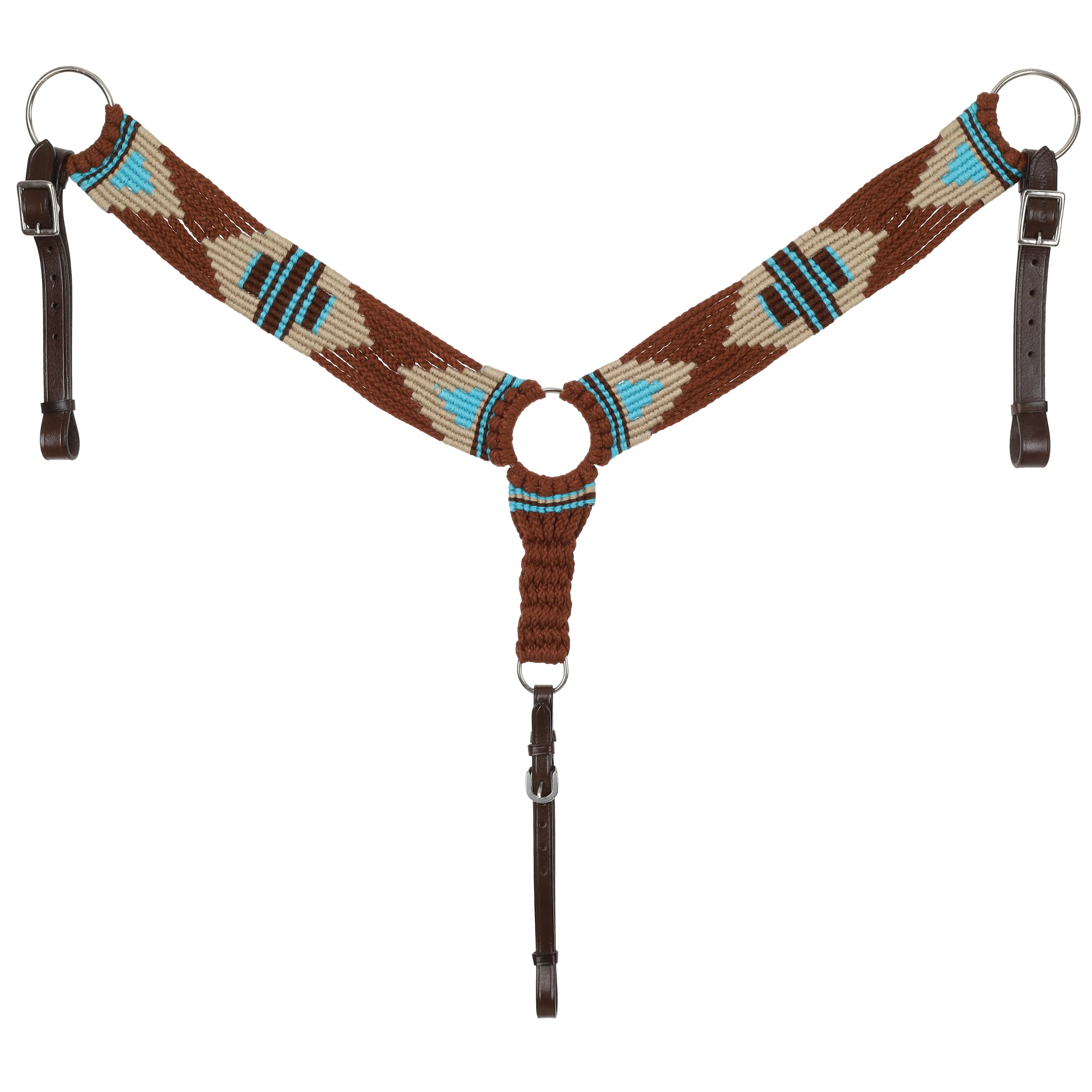 Aztec Design Multi-Strand Brown Wool String Breastcollar