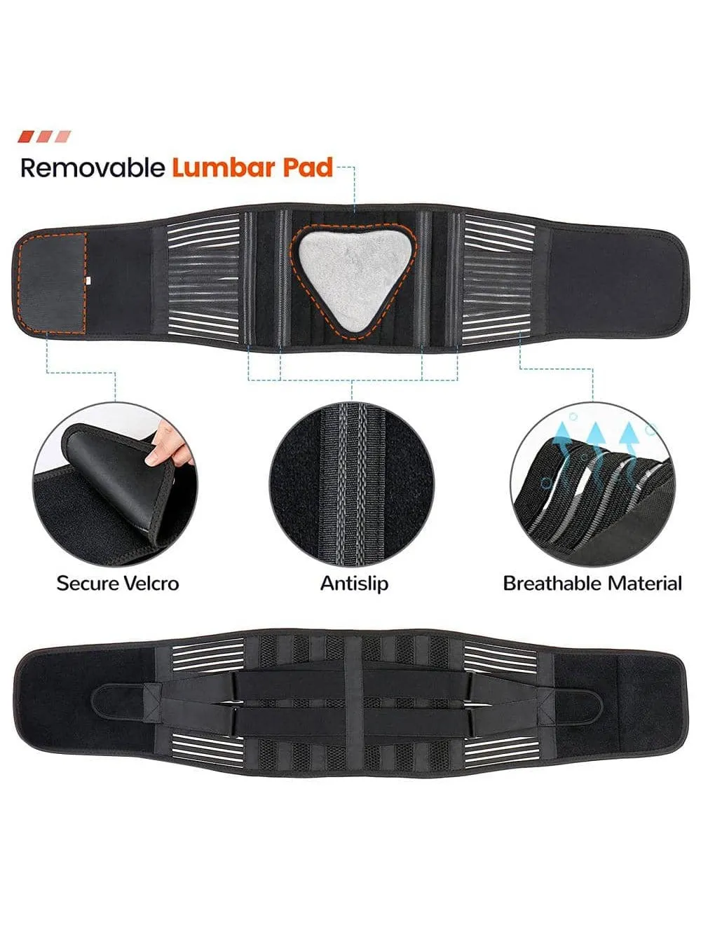 Back Brace for Lower Back Support Belt for Women & Men, Breathable Lower Back Brace with Lumbar Pad