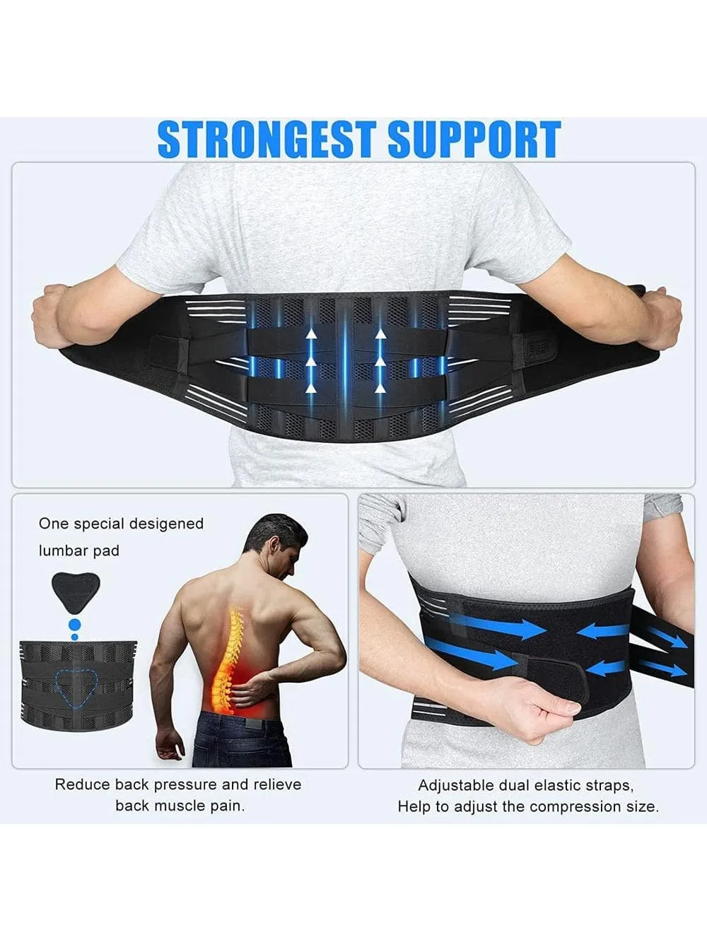 Back Brace for Lower Back Support Belt for Women & Men, Breathable Lower Back Brace with Lumbar Pad