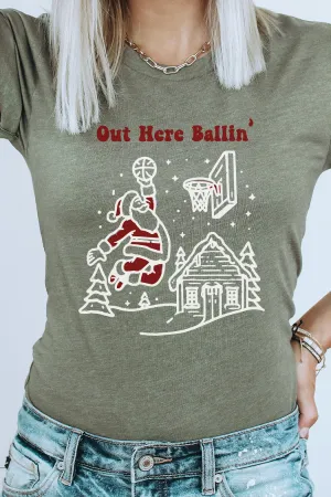 Basketball Santa Claus Out Here Ballin Graphic Tee - Final Sale (Sizes S, M)