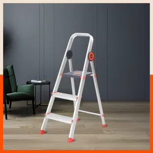 Bathla Advance Pro 3-Step Foldable Aluminium Ladder for Home | Heavy Duty & Anti-Slip Steps | 7 Year Manufacturer Warranty