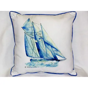 Betsy Drake Blue Sailboat Pillow- Indoor/Outdoor