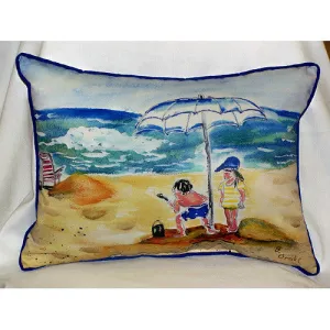 Betsy Drake Boy at Beach Pillow- Indoor/Outdoor