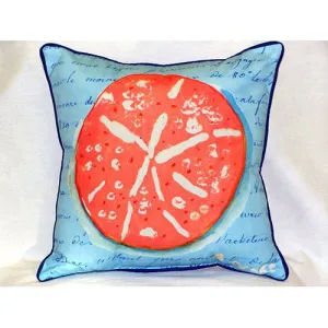 Betsy Drake Coral Sand Dollar Blue Pillow- Indoor/Outdoor