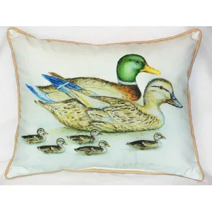 Betsy Drake Mallard & Family Pillow- Indoor/Outdoor
