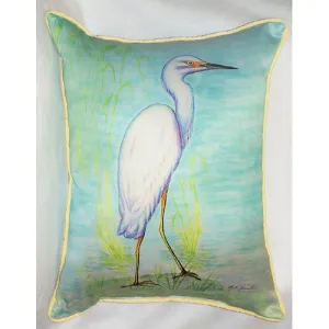 Betsy Drake Snowy Egret Pillow- Indoor/Outdoor