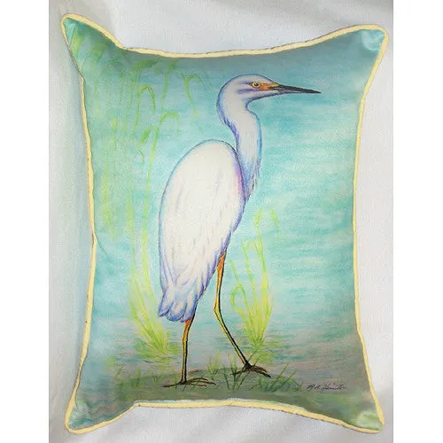 Betsy Drake Snowy Egret Pillow- Indoor/Outdoor