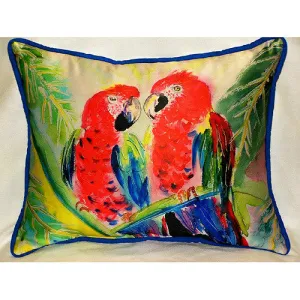 Betsy Drake Two Parrots Pillow- Indoor/Outdoor