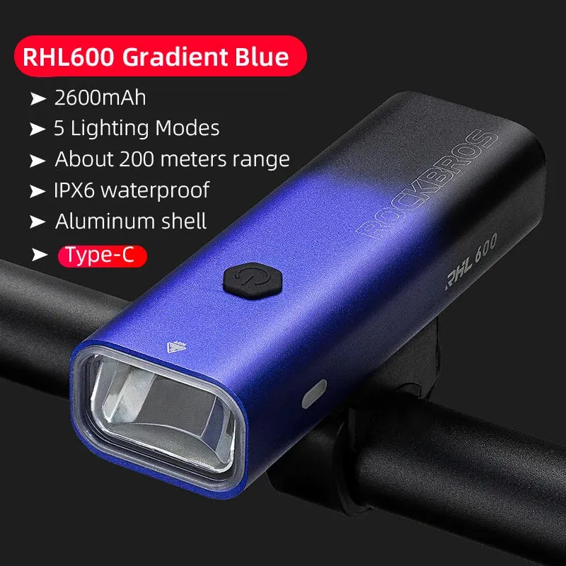 Bicycle LED Headlight Rainproof Type-C Charging 2000mAh MTB Front Lamp Headlight Aluminum Ultralight Bicycle Light