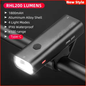 Bicycle LED Headlight Rainproof Type-C Charging 2000mAh MTB Front Lamp Headlight Aluminum Ultralight Bicycle Light