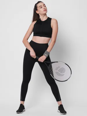 Black front zipper sports Bra for better posture