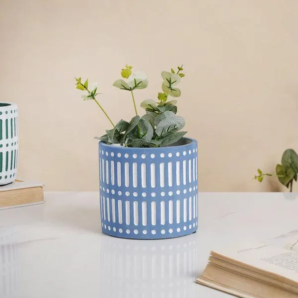 Blue Modern Geometric Plant Pot