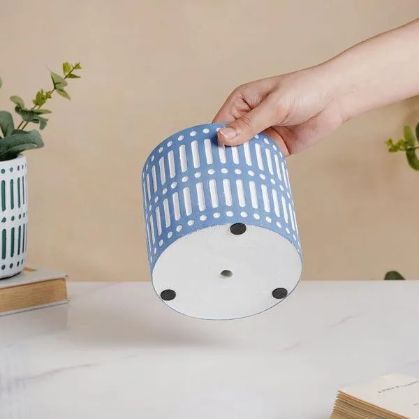 Blue Modern Geometric Plant Pot