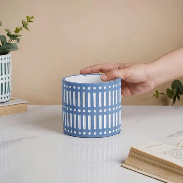 Blue Modern Geometric Plant Pot