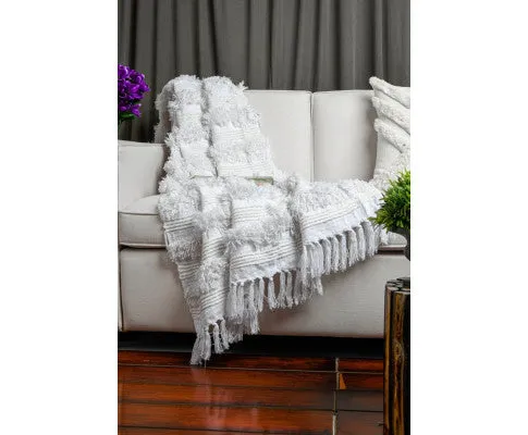 Bohemian White Throw blanket handwoven throw sofa throw Moroccan blanket throw navy blanket sofa boho decor mothers day gift