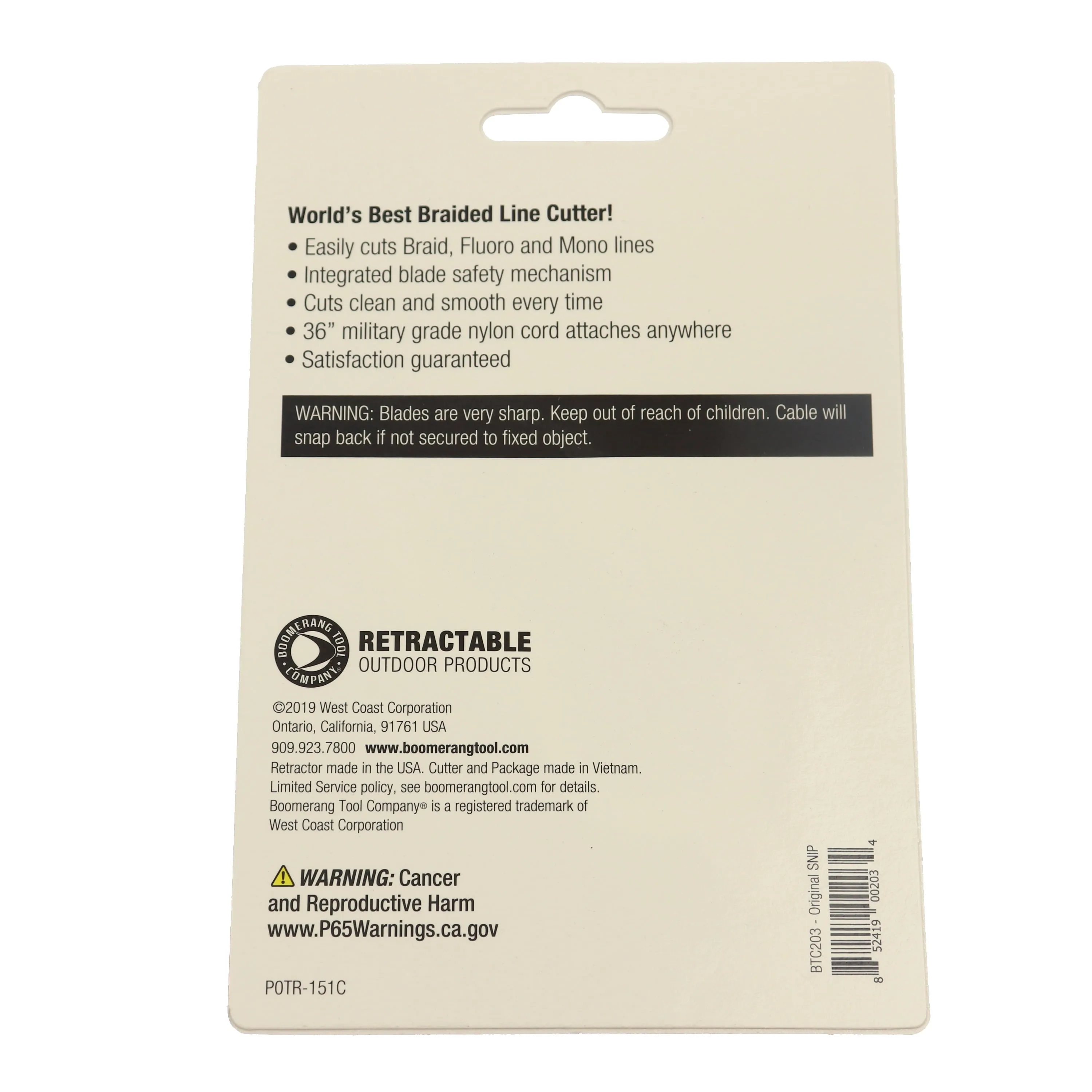 Boomerang Tool SNIP Basic Fishing Line Cutter, Black