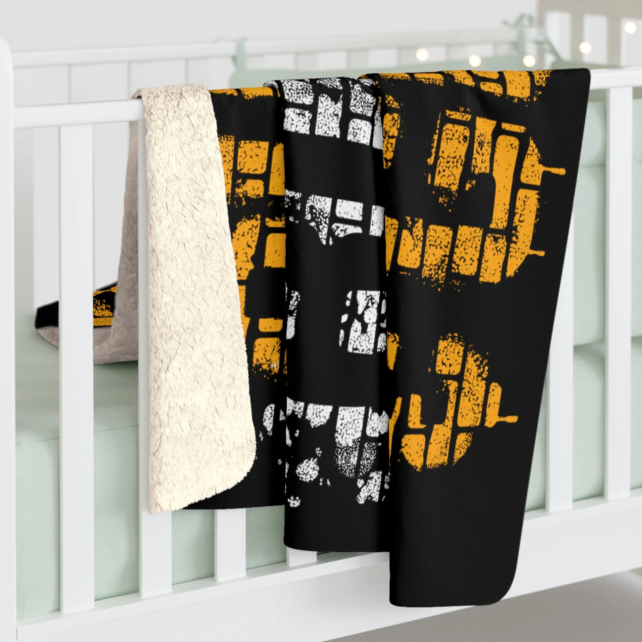 Boston Black & Gold Graffiti Sherpa Fleece Blanket
