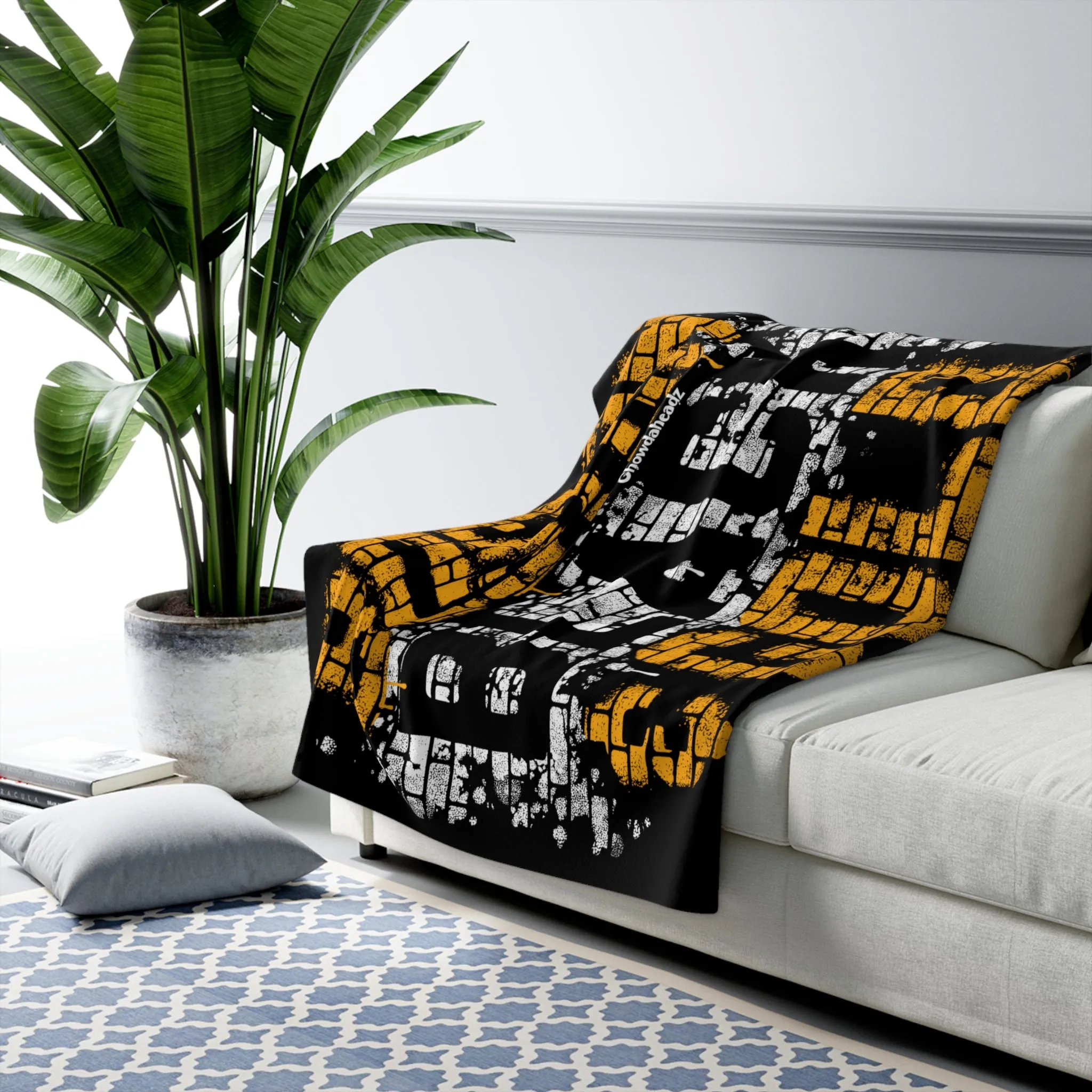 Boston Black & Gold Graffiti Sherpa Fleece Blanket