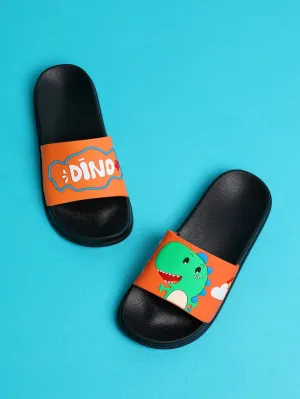 Boys Dinosaur & Letter Graphic Slippers- FDs