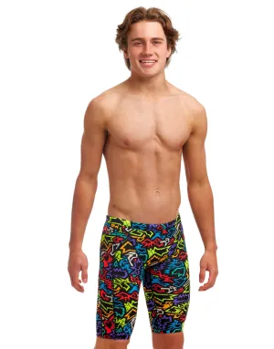 Boys Funk Me Training Swim Jammer - Black/Multi