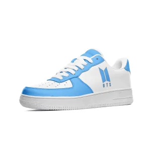 BTS Logo Unisex Low Top Leather Sneakers Light Blue