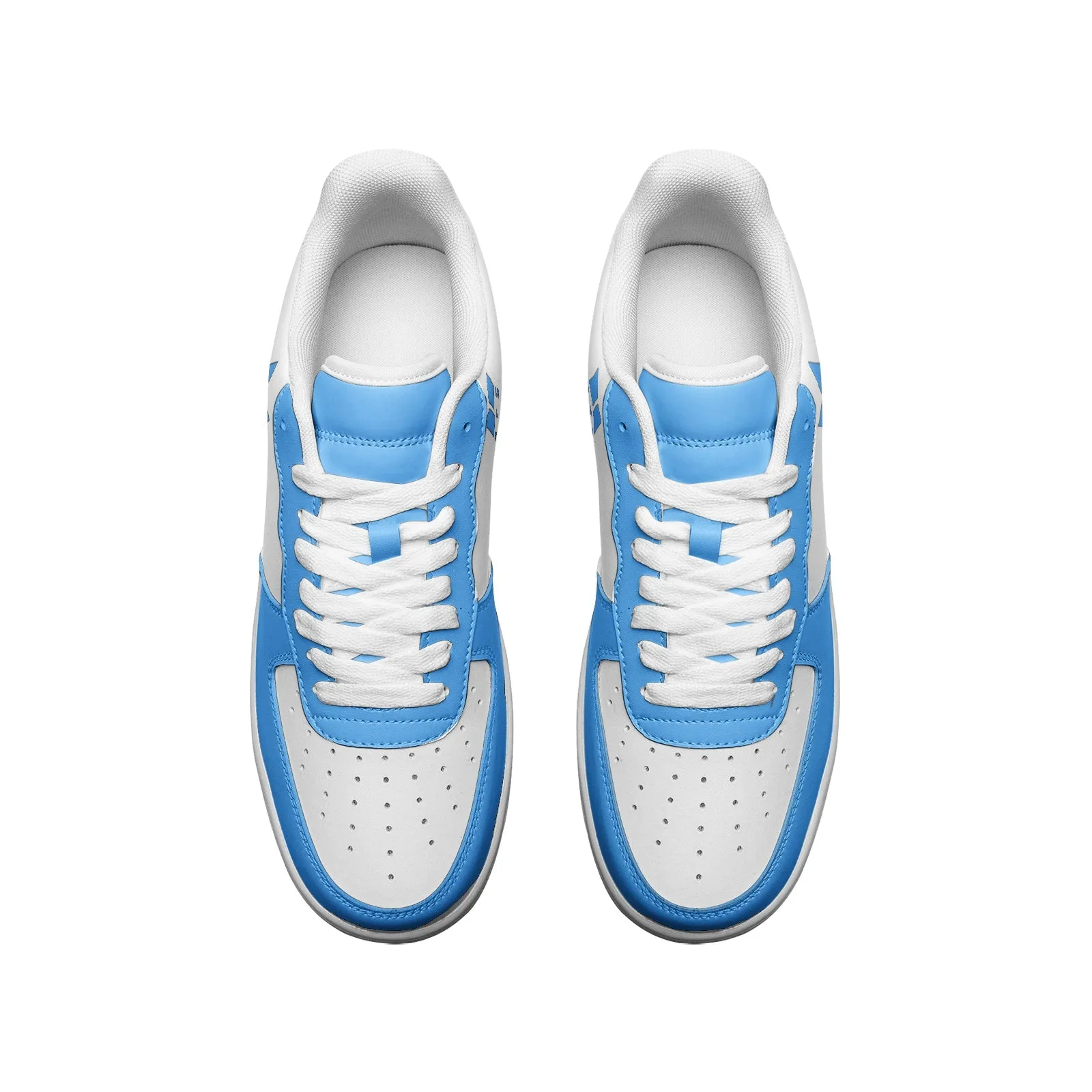 BTS Logo Unisex Low Top Leather Sneakers Light Blue