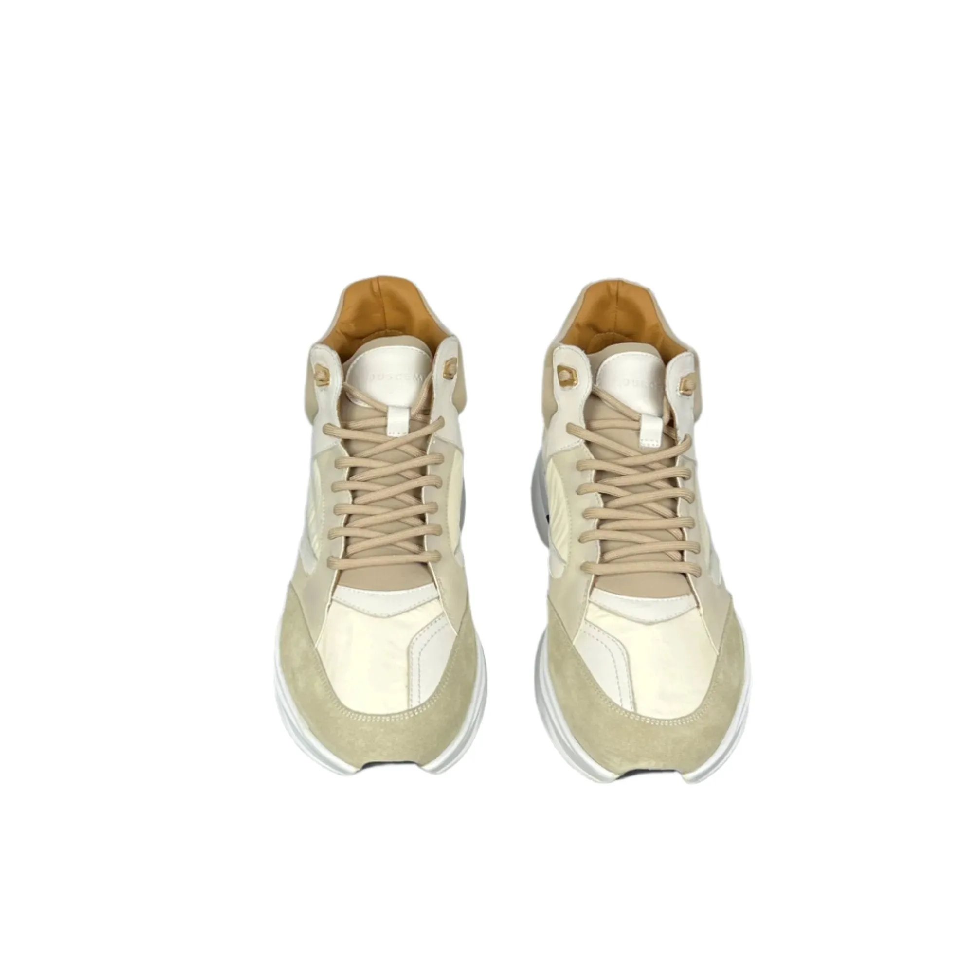 Buscemi Mens Veloce Mix Materials Off White Leather Sneakers