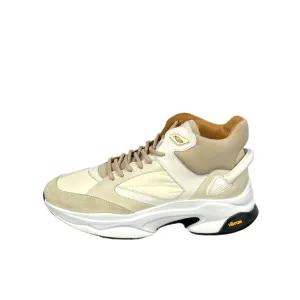 Buscemi Mens Veloce Mix Materials Off White Leather Sneakers