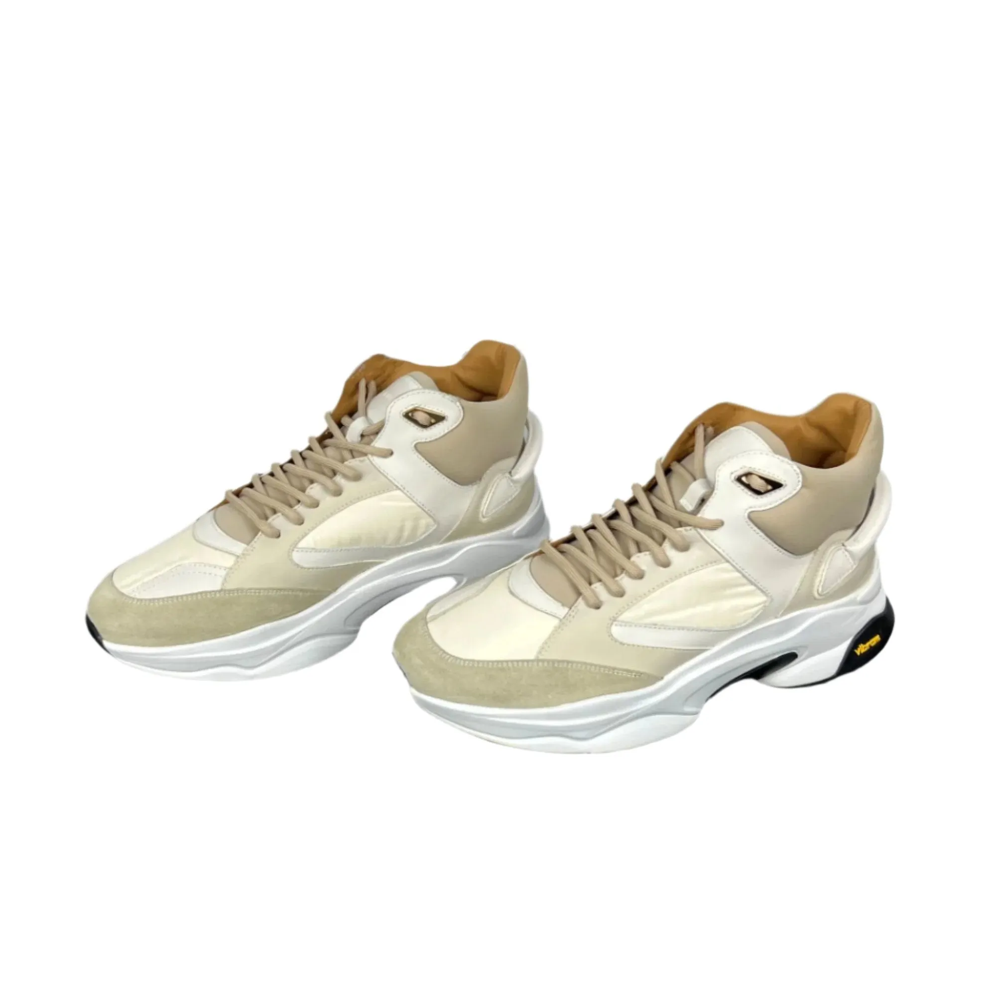 Buscemi Mens Veloce Mix Materials Off White Leather Sneakers