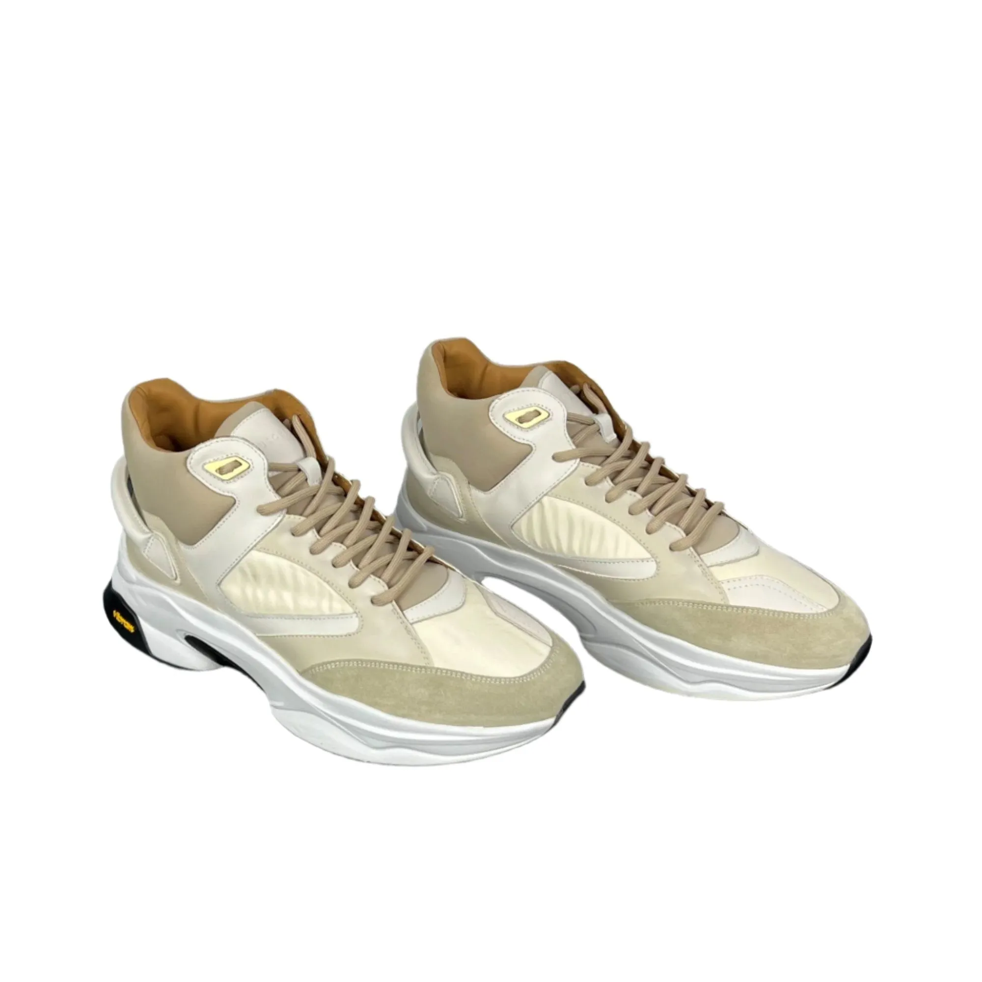 Buscemi Mens Veloce Mix Materials Off White Leather Sneakers