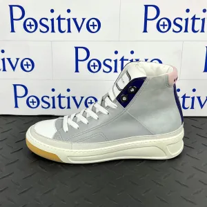Buscemi Women's Prodigy Mid Grey and White Leather Sneakers SAMPLE