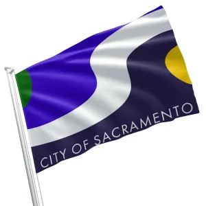 California State Sacramento County Cities USA United States of America Flag Banner
