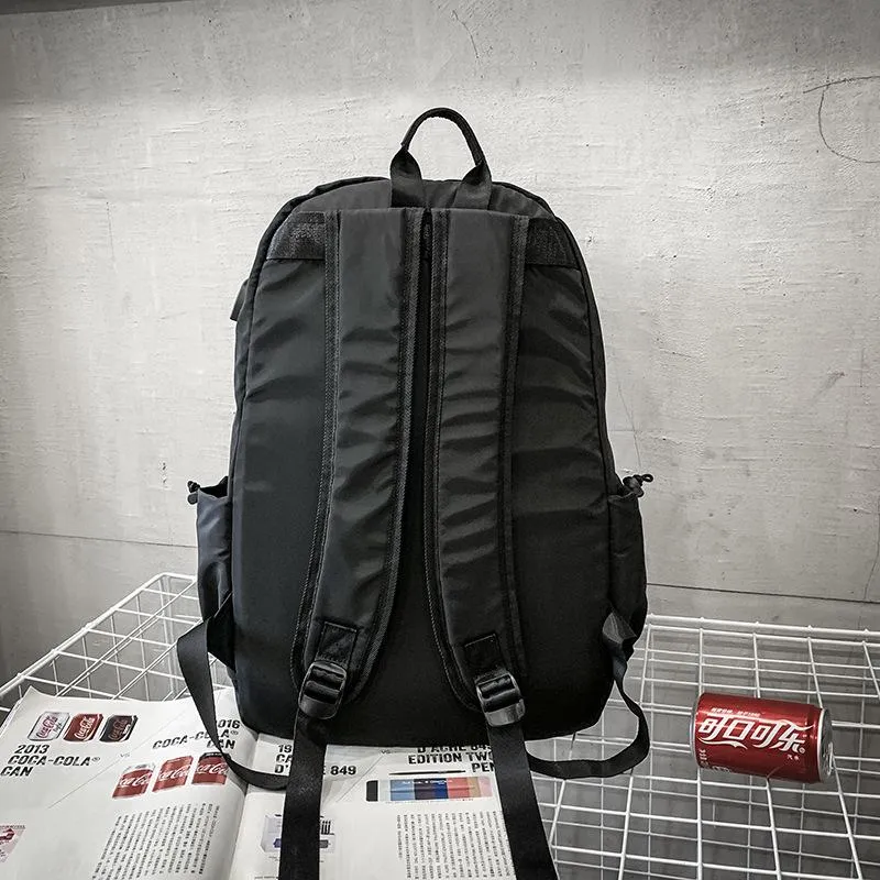 Canvas Backpack Men Women USB Mouthphone Hole Waterproof Travel Bag Student Book Computer Bags