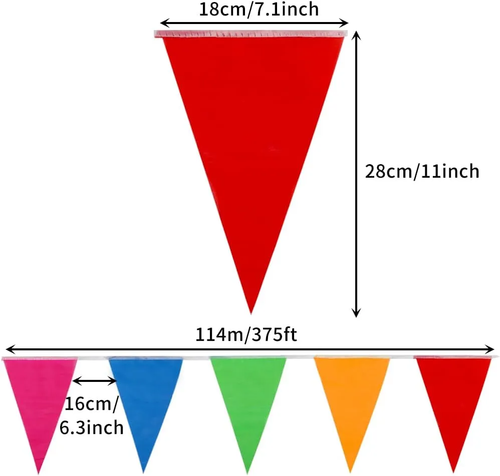 Car Dealer Supplies 300 Pcs Multicolor Pennant Banner Flags 375 Ft Nylon - Party