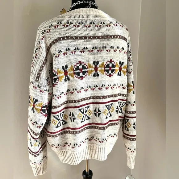 Carriage Court Icelandic Native Design Wool Acrylic Blend Sweater Cardigan sz 14