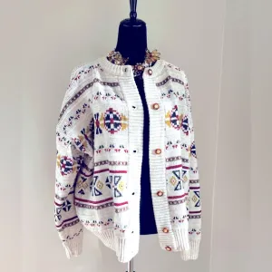 Carriage Court Icelandic Native Design Wool Acrylic Blend Sweater Cardigan sz 14