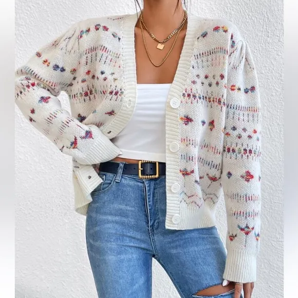 Carriage Court Icelandic Native Design Wool Acrylic Blend Sweater Cardigan sz 14