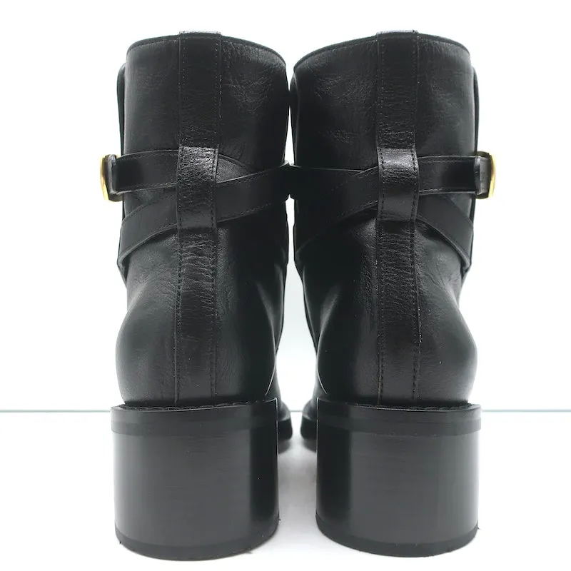 Celine Jodhpur Boots Black Leather Size 39 Mid-Heel Ankle Boots NEW