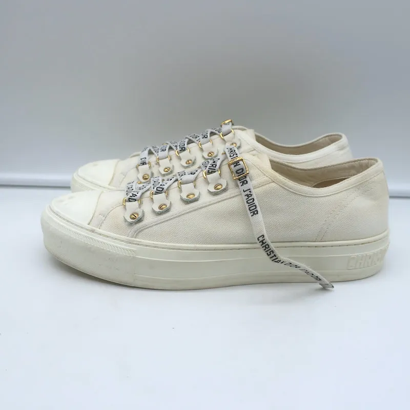 Christian Dior Walk'n'Dior Low Top Sneakers Cream Cotton Canvas Size 38