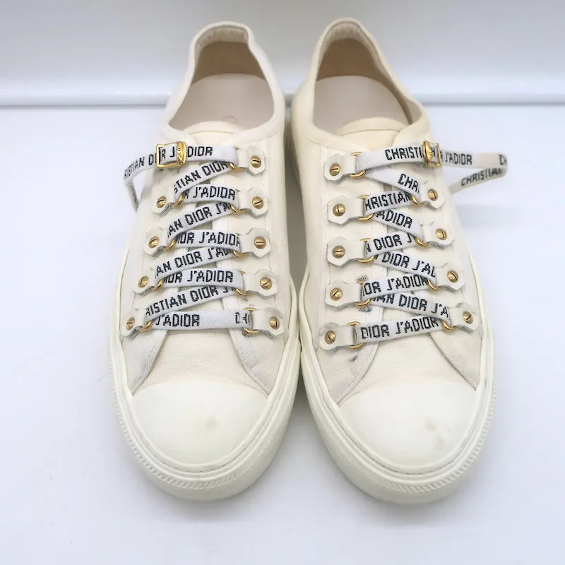 Christian Dior Walk'n'Dior Low Top Sneakers Cream Cotton Canvas Size 38