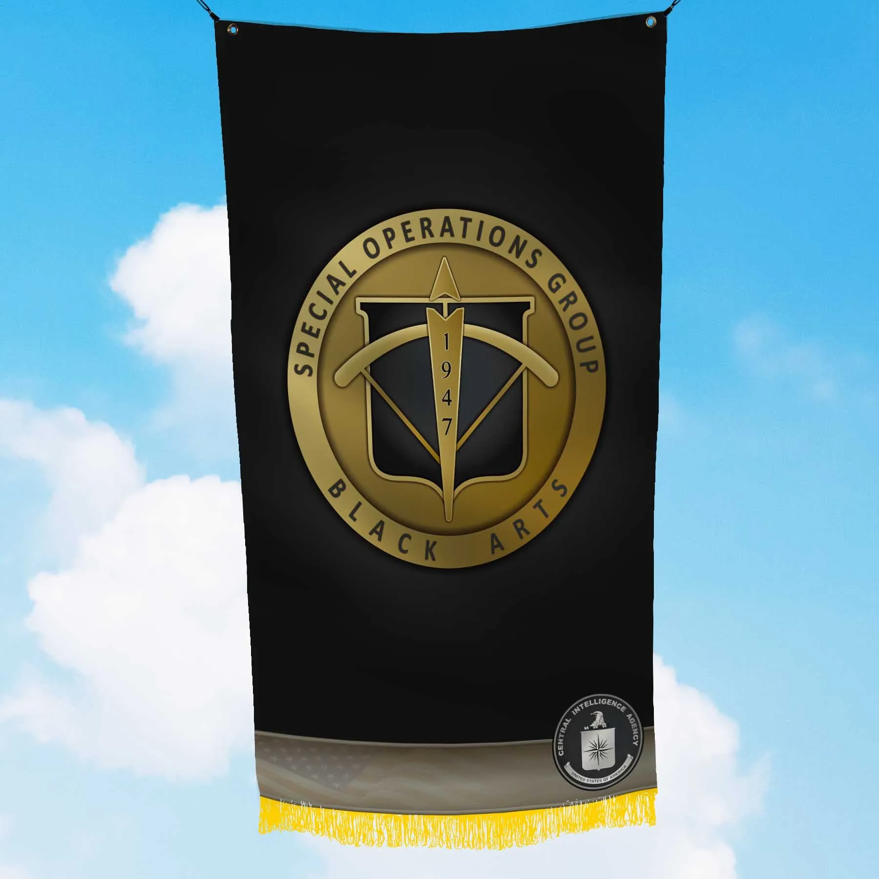 CIA NCS DO SAD SOG Special Operations Group Black Arts 1947 Lapel Flag Banner