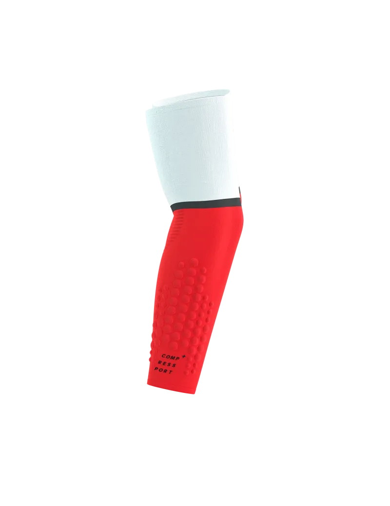 Compressport Unisex's ArmForce Ultralight - White/Fluo Red