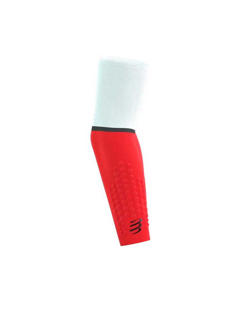 Compressport Unisex's ArmForce Ultralight - White/Fluo Red
