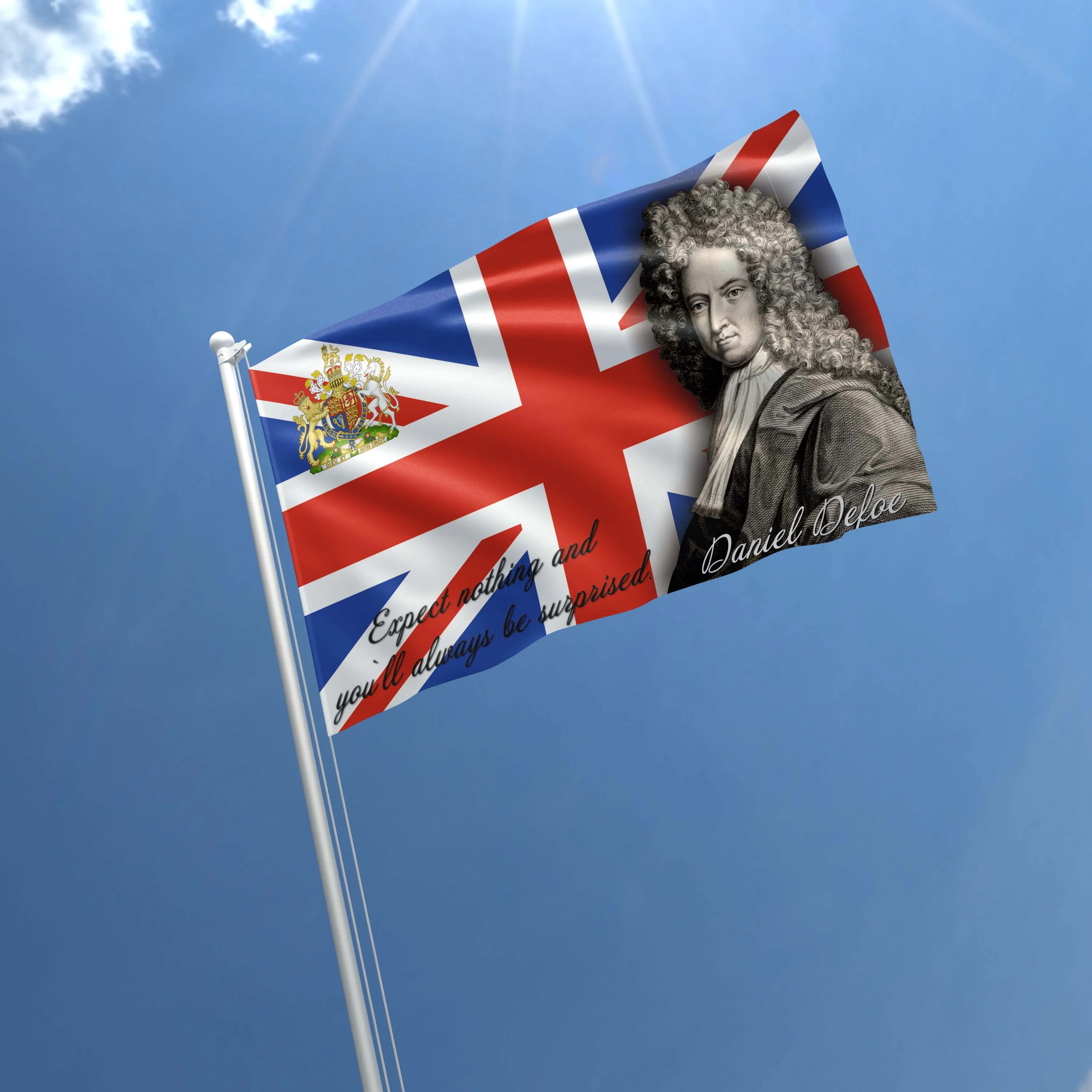 Daniel Defoe English Writer Flag Banner