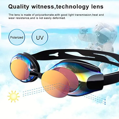 DEFUNX Shortsighted Swimming Goggles,UV Protection Swim Goggles with Prescription Lenses Leak-Proof Anti-Fog Myopia Goggles