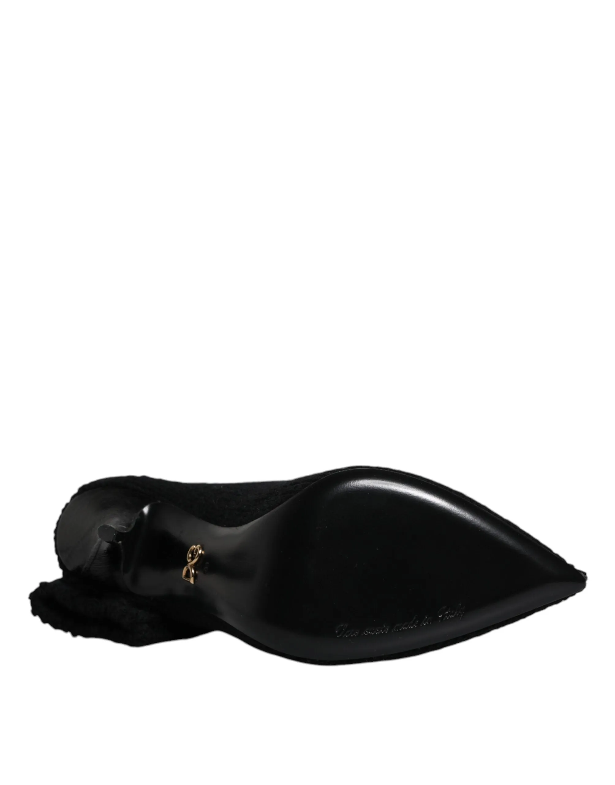 Dolce&Gabbana Women Black Sock Boots Fabric Embellished Mid Calf Pumps Sz EUR 38