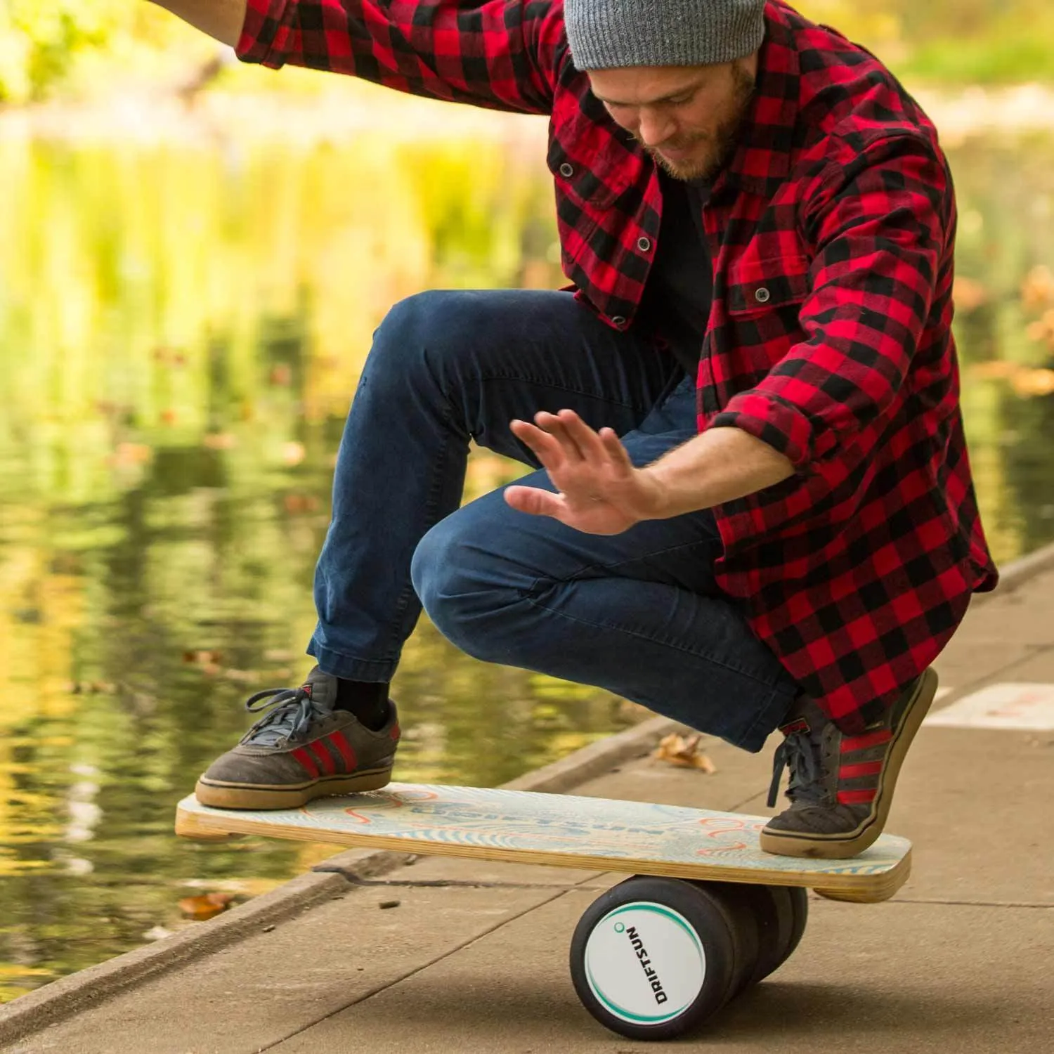 DriftSun Classic Balance Board Hardwood Balance Trainer with Roller