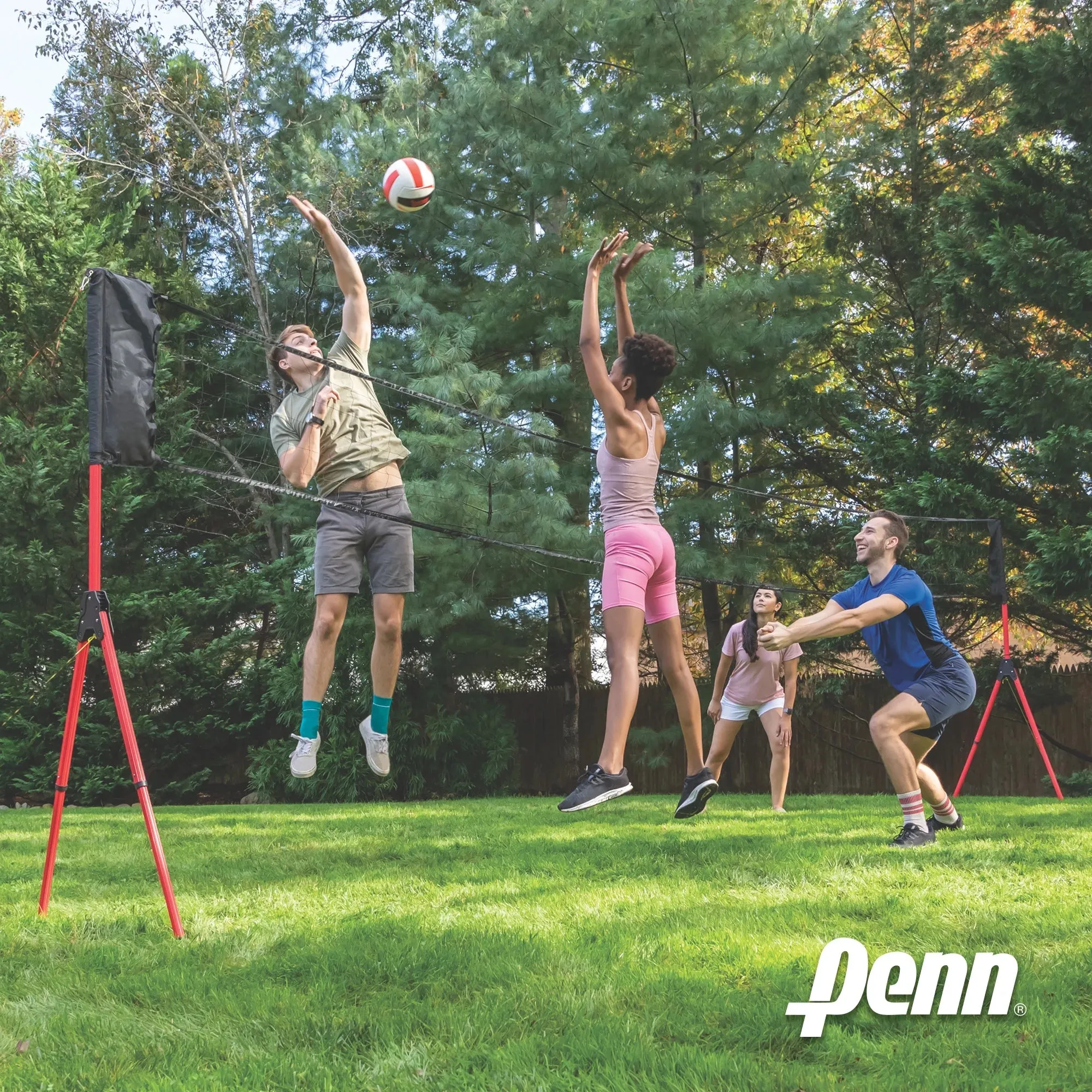Easy Fit Premium Volleyball Set, Includes Adjustable Net and Ball - Extends from 10 Ft. to 30 Ft. to Fit Your Yard