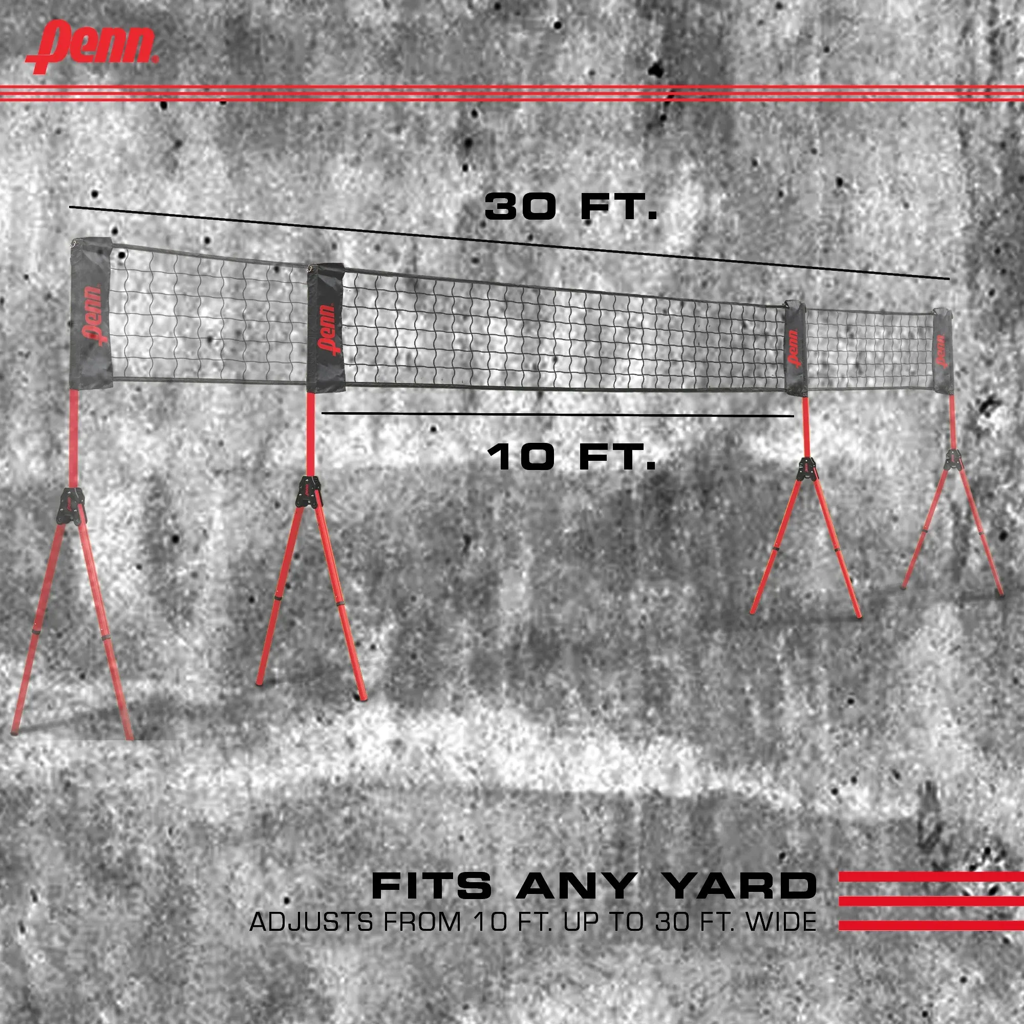 Easy Fit Premium Volleyball Set, Includes Adjustable Net and Ball - Extends from 10 Ft. to 30 Ft. to Fit Your Yard